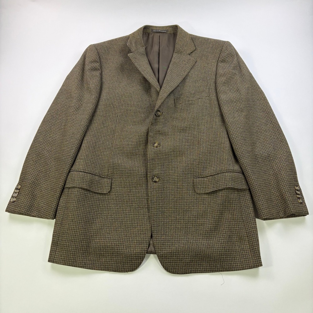 Ermenegildo‎ Zegna Wool Sport Coat Mens 44R Brown Micro Check 3-Button Blazer